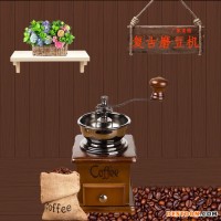 復(fù)古手搖磨豆機 實木手動咖啡研磨機 家用磨咖啡豆機磨粉機