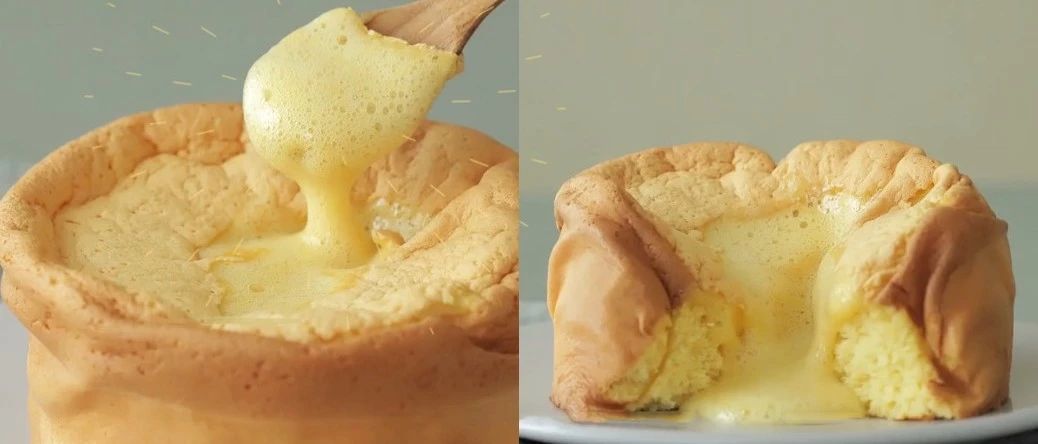 半熟戚風火遍外網(wǎng)！流心爆漿的戚風，勺子都能挖著吃！