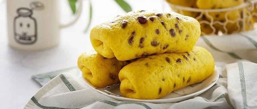 一塊南瓜一碗粉就能做的南瓜紅豆卷，比面包還好吃！